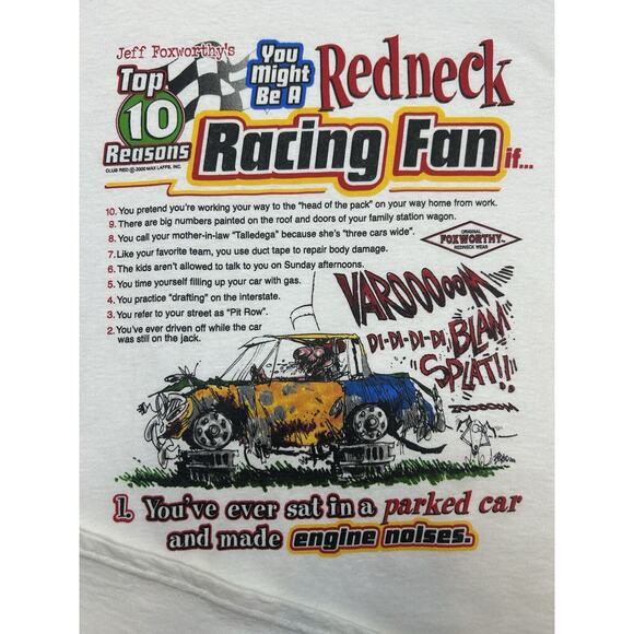 VTG Y2K Jeff Foxworthy’s Comedy Redneck Racing Fan Shirt Sleeve T Shirt Size L - Picture 9 of 12